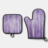 Paarse Glam Tinsel Stripes Ovenwant & Pannenlap Set (Voorkant)