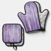 Paarse Glam Tinsel Stripes Ovenwant & Pannenlap Set (Voorkant / Achterkant)