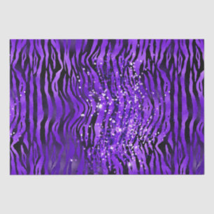 Paarse Glam Zebra Strepen Glitter Glans Ontwerp Tissuepapier