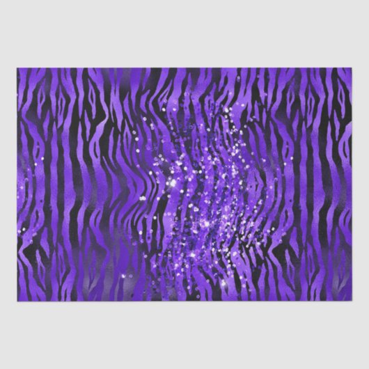 Paarse Glam Zebra Strepen Glitter Glans Ontwerp Tissuepapier (Voorkant)
