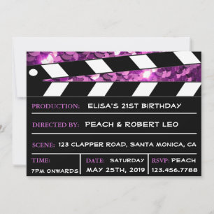 Paarse Glamor Clapper Board Kaart