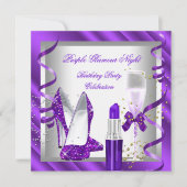 Paarse Glamor Night Champagne Party 2 Kaart (Voorkant)