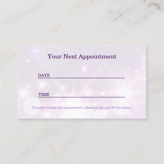 Paarse Glamour NAIL TECHNICIAN Afspraakkaart Afsprakenkaartje (Achterkant)