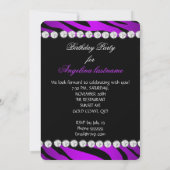 Paarse Glamour Night Zebra Glitter Shoes Kaart (Achterkant)