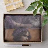 Paarse Glamour Vrouw Kat Decoupage Tissuepapier (Geschenk)