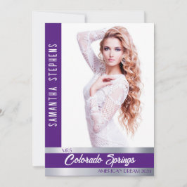 Paarse Glans Handtekeningkaart voor Pageants Kaart