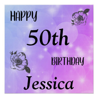  Paarse glans Happy 50th Birthday Perfect Poster