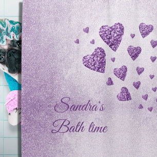 Paarse glans lavendel glitter douchegordijn