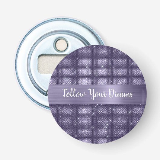 Paarse Glans Persoonlijke Quote   Button Flesopener (Voorkant)