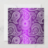 Paarse glans witte kant paisley tafelnummer (Achterkant)