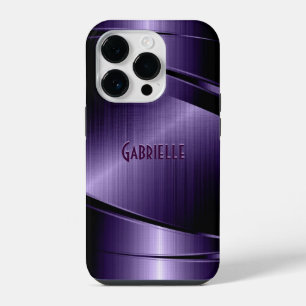 Paarse glanzende metalen geborstelde aluminium uit iPhone 14 plus hoesje