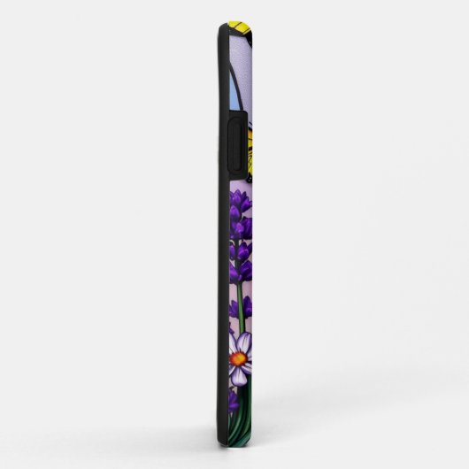 Paarse Glas in lood en vlinders Case-Mate iPhone Case (Achterkant/rechts)