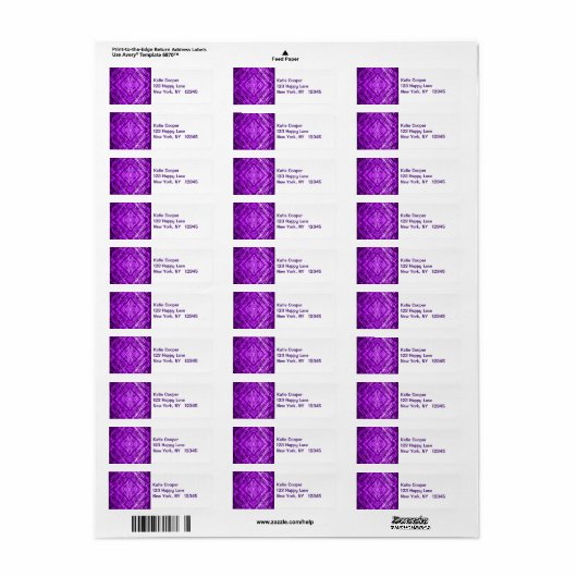 Paarse Glas in lood kaleidoscoop Textuur Etiket (Full Sheet)