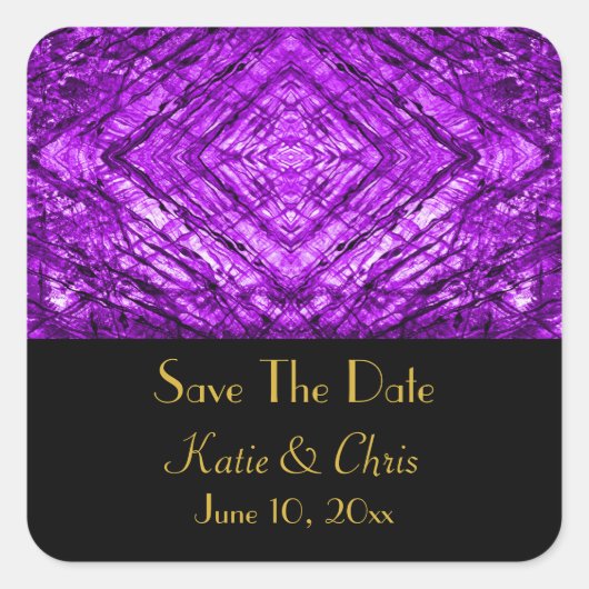 Paarse Glas in lood kaleidoscoop Textuur Vierkante Sticker (Voorkant)