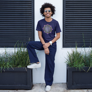 PAARSE GLAS IN LOOD MANDALA T-SHIRT