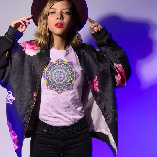 PAARSE GLAS IN LOOD MANDALA T-SHIRT