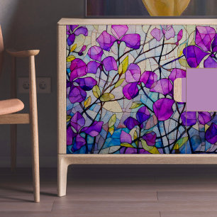 Paarse glasbladeren decoupage tissuepapier
