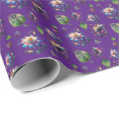 Paarse Glazen in lood Columbine Spring Flowers Cadeaupapier (Rol Hoek)
