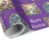 Paarse Glazen in lood paashaas patroon Cadeaupapier (Rol Hoek)