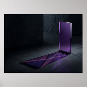 Paarse glazen plaat en schaduw minimalistische wan poster