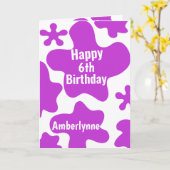 Paarse glijder 6e verjaardag kaart (Gele Bloem)