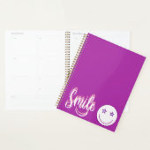Paarse glimlach ster emoji ongedateerde planner (Display)