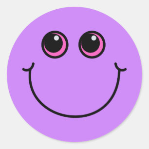 Paarse glimlachende Emoji Face Ronde Sticker