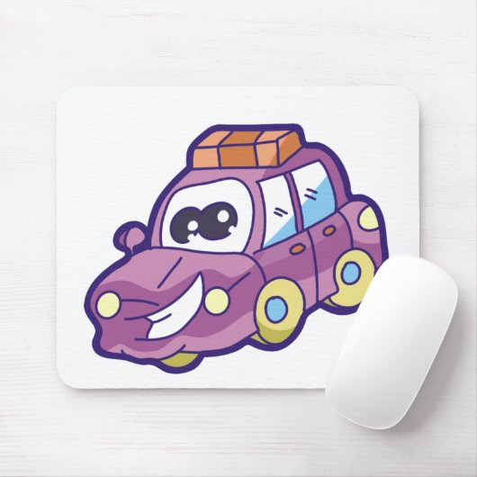 Paarse glimlachte auto muismat (Met muis)