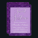 Paarse Glimmer en Sparkle Sweet Zestien Verjaardag Kaart<br><div class="desc">Paarse Glimmer en Sparkle Sweet Sixteen Birthday Party Invitation. Deze uitnodiging is ideaal voor het Violet Paarse Sparkle Glitter Sweet 16 Birthday Party op zoek om te vieren in Dark Paarse Sparkle.</div>