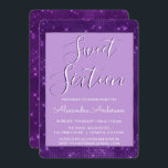 Paarse Glimmer en Sparkle Sweet Zestien Verjaardag Kaart<br><div class="desc">Paarse Glimmer en Sparkle Sweet Sixteen Birthday Party Invitation. Deze uitnodiging is ideaal voor het Violet Paarse Sparkle Glitter Sweet 16 Birthday Party op zoek om te vieren in Dark Paarse Sparkle.</div>