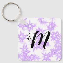 Paarse glinster glitter voeg je naam monogram toe sleutelhanger