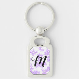 Paarse glinster glitter voeg je naam monogram toe sleutelhanger