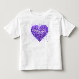 Paarse glinsterende hart, liefdesglitter valentijn kinder shirts