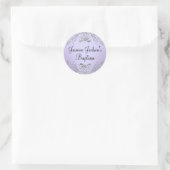 Paarse glinsterende juweel doopsticker ronde sticker (Tas)