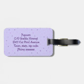 paarse glinsterende kattenpootafdruk - bagagelabel (Achterkant horizontaal)