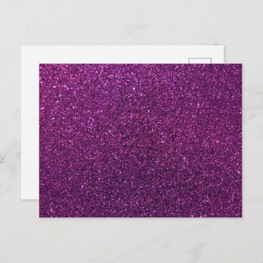 Paarse glinstering en glitter briefkaart (Voorkant / Achterkant)