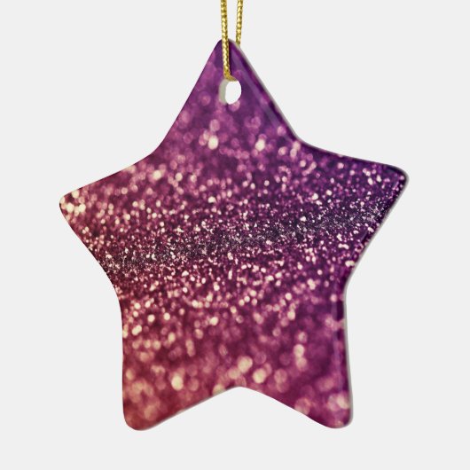 Paarse glinsterster kerstversiering keramisch ornament (Links)