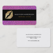 Paarse Gliter Chic Gold Lips - Makeup Artist Visitekaartje (Voorkant / Achterkant)