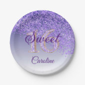 Paarse Glitter, 16 Glitter, 16-jarige pape Papieren Bordje (Voorkant)