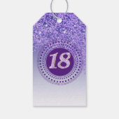 Paarse glitter 18e verjaardag cadeaulabel (Achterkant)