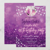 Paarse Glitter 18th Birthday Euphoria Kaart (Voorkant / Achterkant)