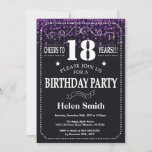 Paarse Glitter 18th Birthday Invitation Kaart<br><div class="desc">Paarse Glitter 18th Birthday Invitation. Witte Typografie. Achtergrond zwart-wit karton. Volwassen verjaardag. Mannelijke Mannen of vrouwen: Birthday. Kinder jongen of meisje Lady Teen Teenage Bday Invite. 13e 15e 16e 18e 21e 30e 40e 50e 60e 70e 80e 90e 100e. Elke leeftijd. Voor verdere aanpassing, te klikken gelieve de knoop "van de...</div>