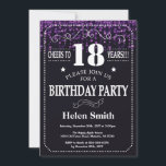Paarse Glitter 18th Birthday Invitation Kaart<br><div class="desc">Paarse Glitter 18th Birthday Invitation. Witte Typografie. Achtergrond zwart-wit karton. Volwassen verjaardag. Mannelijke Mannen of vrouwen: Birthday. Kinder jongen of meisje Lady Teen Teenage Bday Invite. 13e 15e 16e 18e 21e 30e 40e 50e 60e 70e 80e 90e 100e. Elke leeftijd. Voor verdere aanpassing, te klikken gelieve de knoop "van de...</div>
