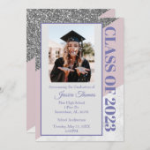 Paarse Glitter 2023 Afstuderen Kaart (Voorkant / Achterkant)