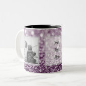 Paarse Glitter 2 Afbeeldingen met tekst Ontwerp uw Tweekleurige Koffiemok (Voorkant links)