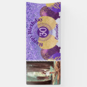 Paarse Glitter 30e Verjaardag & Ballonnen Spandoek (Verticaal)