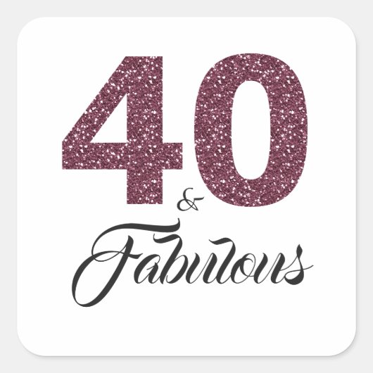 Paarse Glitter 40 en Fabulous | 40e verjaardag Vierkante Sticker