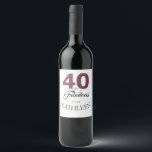 Paarse Glitter 40 en Fabulous 40th Birthday Party Wijn Etiket<br><div class="desc">Vier het draaien 40 in stijl met dit elegante 40e verjaardagsontwerp dat u met jouw naam kunt aanpassen! 40 en fantastisch in een dieprijke paarse Bourgondische glitter en zwart met dansend silhouet. Bijpassende feestartikelen en uitnodigingen voor 40e verjaardagsfeestjes zijn verkrijgbaar in onze winkel. Als u hulp nodig hebt, neem dan...</div>