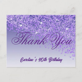 Paarse Glitter, 40ste Verjaardag Bedankt Briefkaart