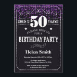 Paarse Glitter 50ste Verjaardag Uitnodiging<br><div class="desc">Paarse Glitter 50e verjaardag. Witte typografie. Zwart-wit schoolbord achtergrond. Verjaardag voor volwassenen. Verjaardag van Mannen of vrouwen. Kinder jongen of meisje dame tiener Bday Nodig uit. 13e 15e 16e 18e 20e 21e 30e 40e 50e 60e 70e 80e 90e 100e. Elke leeftijd. Voor verdere aanpassing klikt u op de knop "Aanpassen"...</div>